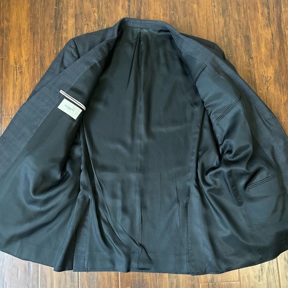 BURBERRY LONDON Bond Street Mens Sport Coat Gray Plaid Wool Jacket - Picture 5 of 12